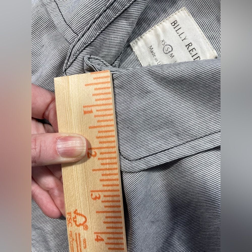 Billy Reid Pinstripe Button Down Grey High Low Longline Shirt W/S LN - Picture 14 of 14